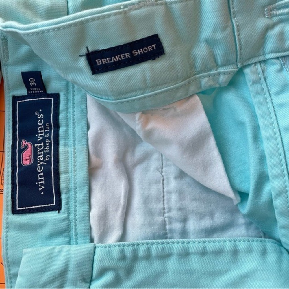Vineyard Vines Men Breaker Shorts Aqua Blue Scuba Diver Fish Embroidered Size 30 - Picture 2 of 9